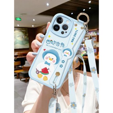 保護套少女可背掛繩支架卡通蘋果