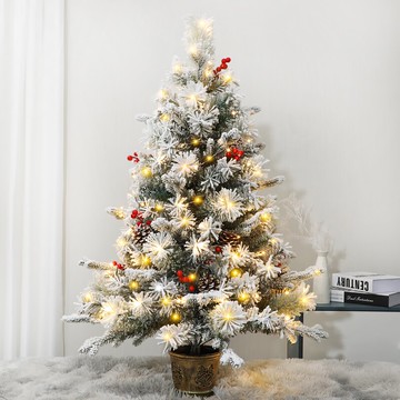 圣誕樹家用小型桌面櫥窗酒店迷你植絨松針樹圣誕節場景裝飾品擺件