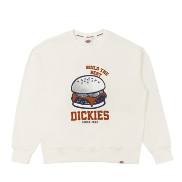 Dickies男款米白色胸前漢堡圖案印花設計長袖休閒大學T|DK0A87EYC48