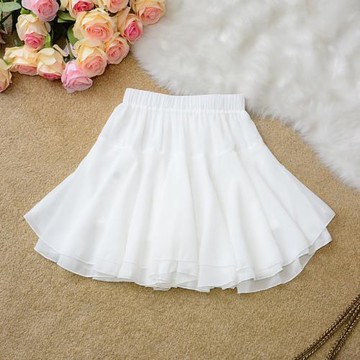 2024春夏季百搭雪紡百褶半身裙大擺短裙學生松緊高腰防走光褲裙女