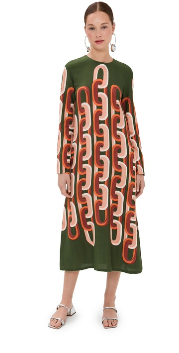 La DoubleJ Long Sleeve Midi Swing Dress Prometheus Placée L
