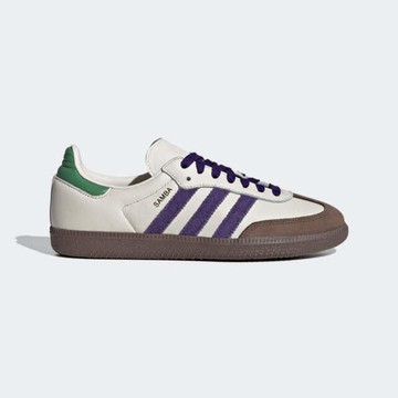 Adidas Samba OG W [ID8349] 女 休閒鞋 運動 經典 復古 德訓鞋 低筒 米白 紫綠