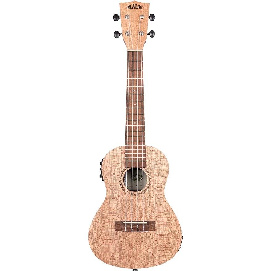 Kala Burled Meranti Concert Ukulele w  EQ, Red Sonoma Case Bundle, KA-20CE