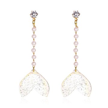 【RJ New York】幻彩魚尾珍珠鋯石長款耳環(3色可選)