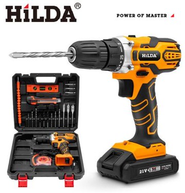 【HILDA】希爾達電動工具 21V 充電式 鋰電電鑽/起子機 標準配備 20件套裝組 HL21-1S
