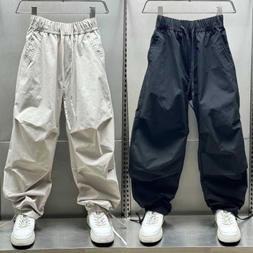 特大碼300斤高街潮流彎刀休閑長褲男夏寬松闊腿速干運動褲傘兵褲