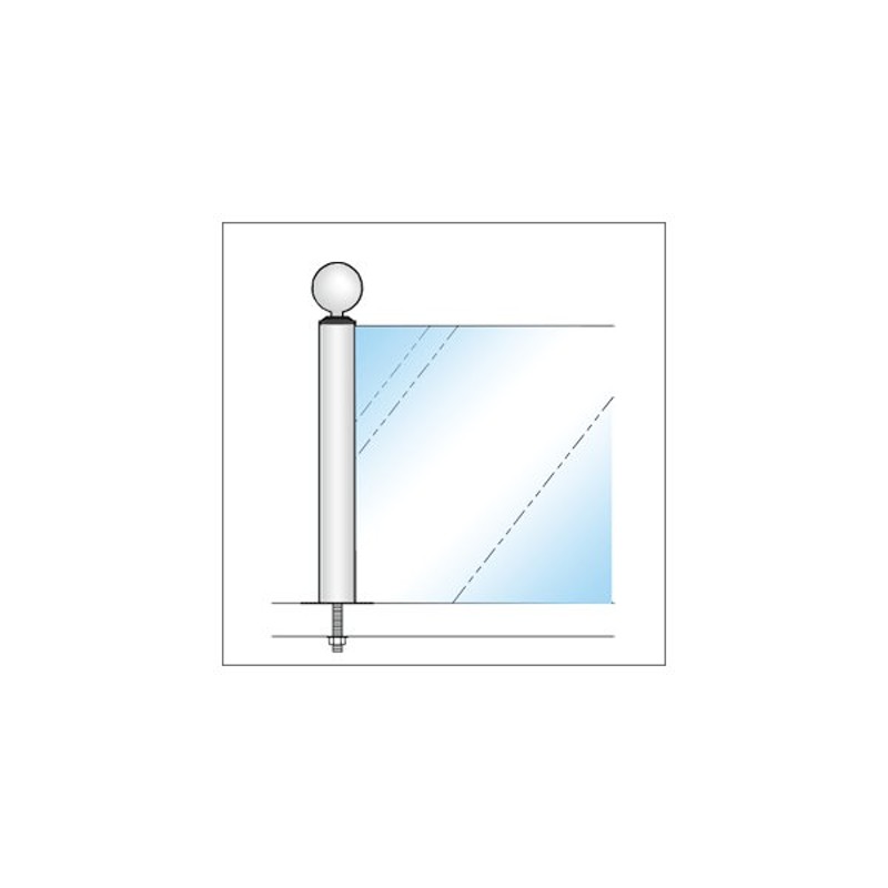 ガラススクリーンポール（ブースバー） Pタイプ 平二方 40mm（角型） x