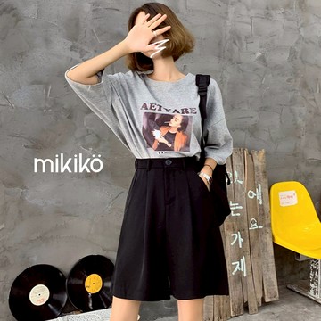 美木子｜西裝短褲｜後鬆緊A字西裝短褲【B10121】西裝五分短褲 黑色西裝褲 薄款 不易皺 遮跨顯瘦 直筒褲