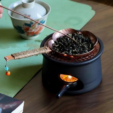 HANACO 銅香薰爐 高級感烤茶盤 焙茶烘烤爐 雪松乾燒薰香擺件 銅質烤茶 持久香薰爐