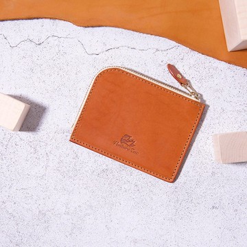 L型拉鍊零錢包 L Zip Coin Wallet / 淺棕 Tan / 免費刻字