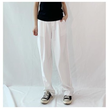 左手日記春夏帥氣嘻哈原宿風中性女褲白色休閑直筒西褲肥腿褲