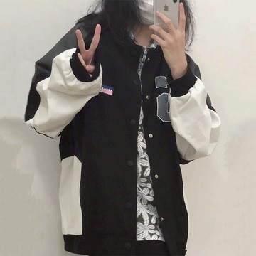 棒球服女春秋薄款2022新款韓版寬松學生百搭拼接夾克外套ins潮牌
