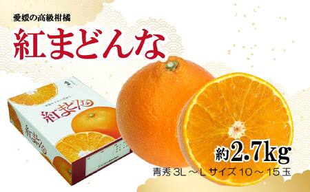 紅まどんな 約2.7kg 青秀 L 3Lサイズ（ 10 ～15玉 ） 愛媛県産 みかん 柑橘 みかん フルーツ みかん 果物 みかん 愛果28号 みかん 新鮮 みかん 愛媛県 松山市 まどんな 紅まどんな あいか 愛果 紅 まどんな