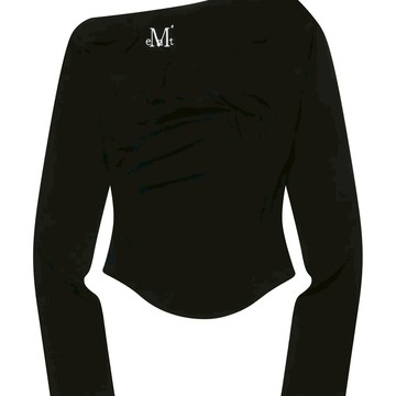 MUCENT 露肩不對稱 捲邊 長袖 上衣 三色 韓國代購