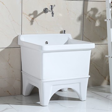 陶瓷拖把池陽臺墩布池大號方形長拖把洗寬拖布盆臺控自動下水池