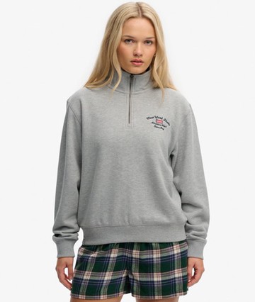 Superdry Women's Athletic Essentials Graphic Half Zip Sweatshirt Grey Size: 6