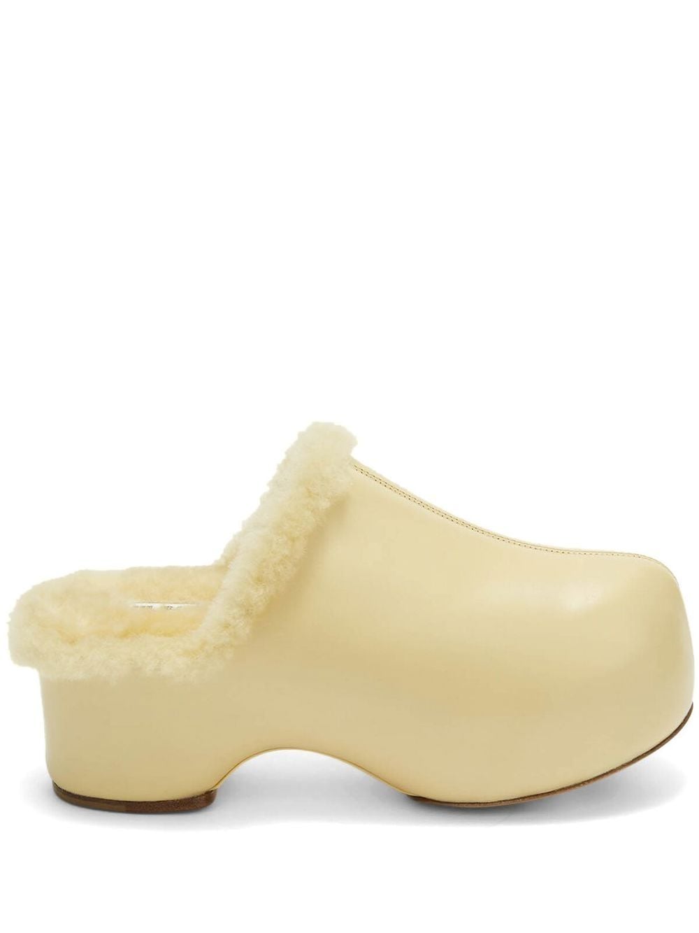 Jil Sander - shearling-lined clogs - women - Lambskin/Calf LeatherCalf Leather - 36 - Yellow