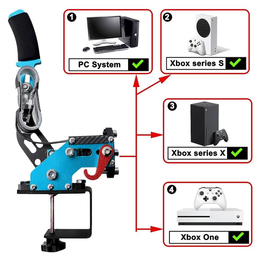  Obokidly Upgrade 2-in-1 USB Handbrake Support G29 Compatible  with PS4/PS5 + PC for Simracing Game Sim Rig with Clamp (Black) : Automotive