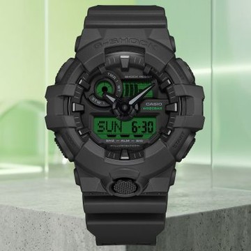 CASIO 卡西歐 G-SHOCK 醒目黑x電光綠 雙顯腕錶 錶 手錶 送禮 GA-700BEG-1A