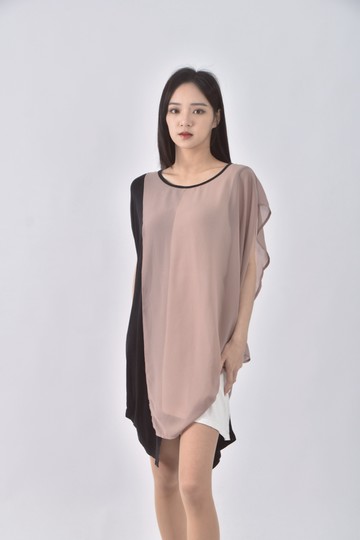 (S) liville撞色黑色洋裝