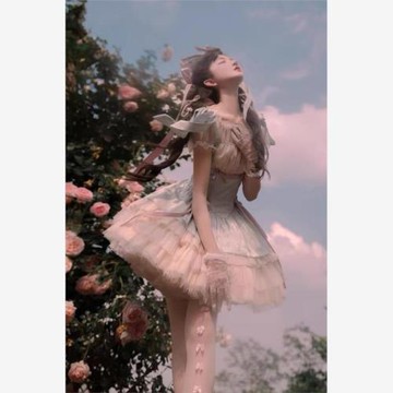 洛麗塔裙子設計Lolita小緞帶sp甜美可愛背帶裙芭蕾洋裝連衣裙