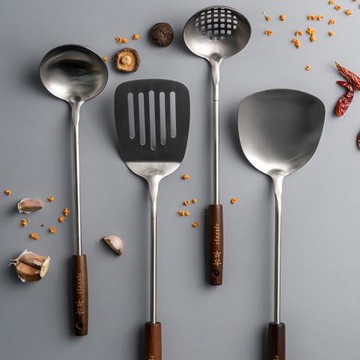 304不銹鋼鍋鏟湯勺漏勺家用長柄炒菜鏟子炒勺鐵菜鏟廚房套裝防燙