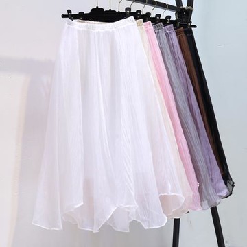 2025春秋季新款不規則紗裙半身裙女裙子網紗裙長裙蓬蓬裙仙女裙夏