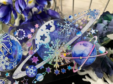 雪花星球 造景 PET 紙膠帶 鐳射銀 特殊工藝