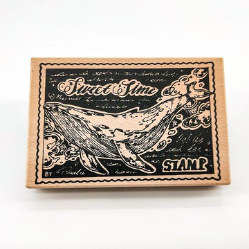 NO.S053W 鯨鯨.D Whale.D / 櫸木印章Wood Rubber Stamp