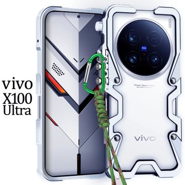 適用于vivoX100Ultra金屬邊框式手機殼X90S鋁合金保護套X80Pro個性機械臂硬外殼加厚掛繩復古散熱新款潮男女