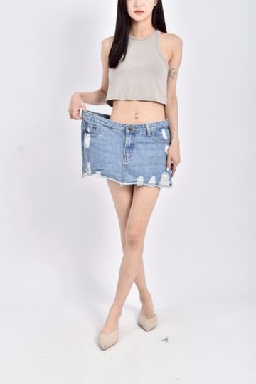 (XL) 【Lena私服】ob style丹寧牛仔棉質低腰藍色褲裙