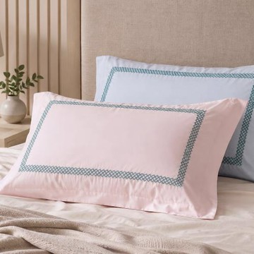 Beauty Style 100%天絲刺繡歐式壓框枕套2入(60支/300織) 飯店枕頭套 舒眠質感升級
