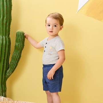 生日快樂牛仔藍短褲 (Hi Cool涼感布+吸濕排汗)