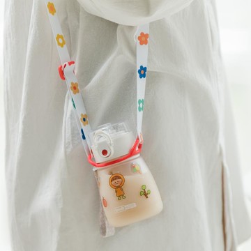 簡約兒童學生帶吸管杯韓版可愛磨砂水杯帶提繩便攜夏天塑料杯ins