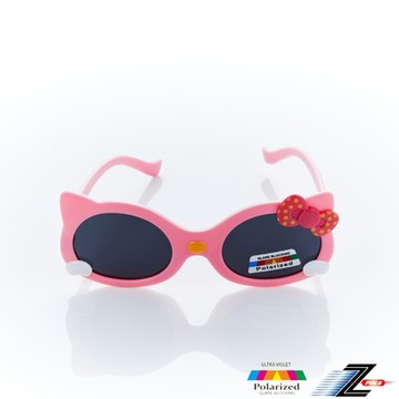 Z-POLS 兒童專用桃紅蝴蝶結矽膠軟質彈性款 Polarized寶麗來偏光太陽眼鏡(抗紫外線UV400)