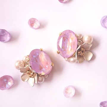 白櫻桃耳夾、耳针（薰衣草）