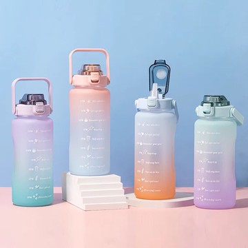 【2000ml漸層水壺】磨砂款大容量水壺 太空瓶 運動水壺 漸層水杯 水瓶