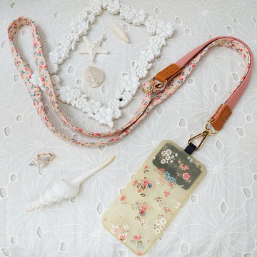 三合一多功能粉色韓國棉布手機斜背繩/斜背帶/背繩/掛繩