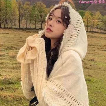 🌷🌷森系披肩波西米亞流蘇毛衣針織衫新疆草原旅行斗篷連帽圍巾百搭女波西米亞風 復古風 森系裝 上衣女 時尚百搭 披肩 斗篷