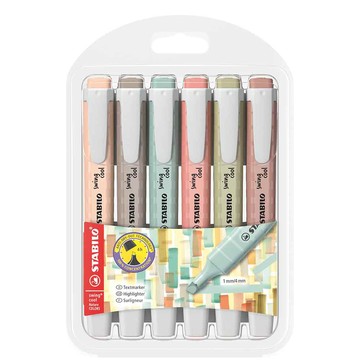 STABILO 德國 思筆樂 swing cool NatureCOLORS 樂酷低飽和色螢光筆 6色組/盒 ST275/6-09