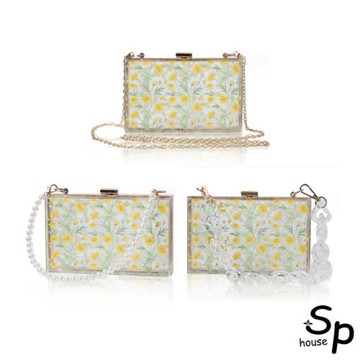 Sp house 清新小雛菊單肩手拿女用鍊條包(3款可選)
