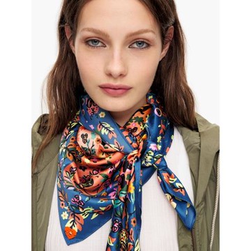 BIMBA 純原昆蟲花朵印花春夏情人節禮物防曬沙灘巾仿真絲巾頭巾