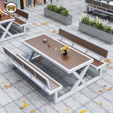 免運/附發票 公園椅 戶外長椅 戶外休閒長椅 戶外長椅耐熱曬雨淋公園室外休閑庭院商場鐵藝排椅條凳塑木長凳椅工廠現貨直銷 售後保障 店長推薦 年底鉅惠 5jj