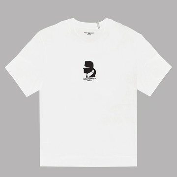 KARL LAGERFELD 卡爾 簡約老佛爺剪影頭像棉質短T恤.白
