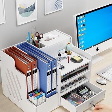 快速出貨桌面收納架PVC書桌整理神器辦公文件資料雜物學生用品宿舍桌面抽屜式收納架ins女生多層文具筆筒