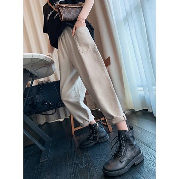 新款高腰闊腿褲女夏季薄款顯瘦休閑工裝褲哈倫褲寬松直筒褲子