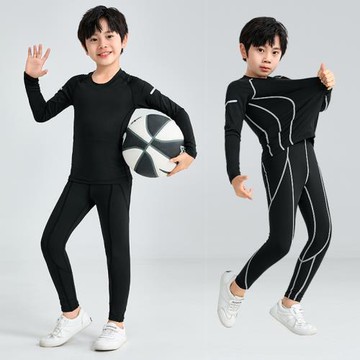 籃球服打底緊身衣男童兒童秋冬籃球足球運動套裝秋冬季內搭訓練服