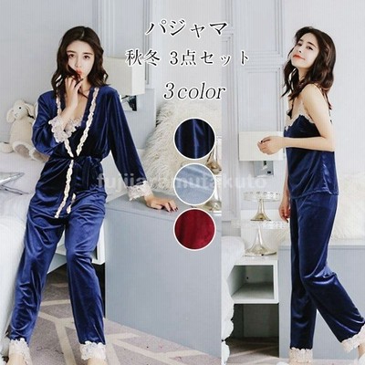 ヴィジョン ストリートウェア 3点パジャマ もこもこ ルームウェア レディース 秋冬 前開き ベルベット 長袖ガウン ロングパンツ 女性 オシャレ 部屋着ランジェリー 通販 Lineポイント最大get Lineショッピング