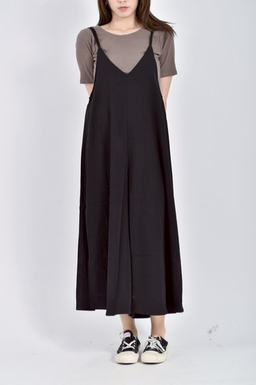 (F) earth music ecology質感吊帶棉質細肩帶寬鬆黑色套裝