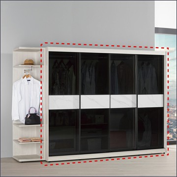 8尺被櫥式鋁框滑門衣櫥黑玻璃 收納衣櫃 推門衣櫥 【149B10749】Leader傢居館149-A210+A209+A211+A211